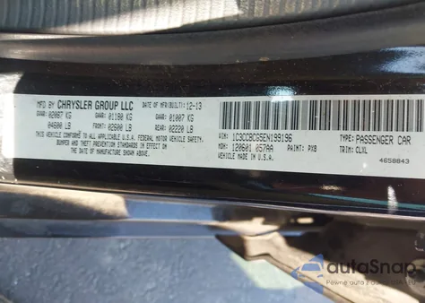 2014 Chrysler 200 Limited z USA, uszkodzony, nr VIN 1C3CCBCG5EN199196